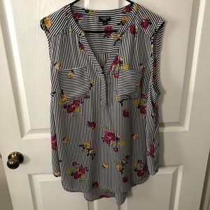 Torrid Stripe &Floral Georgette Sleeveless Blouse